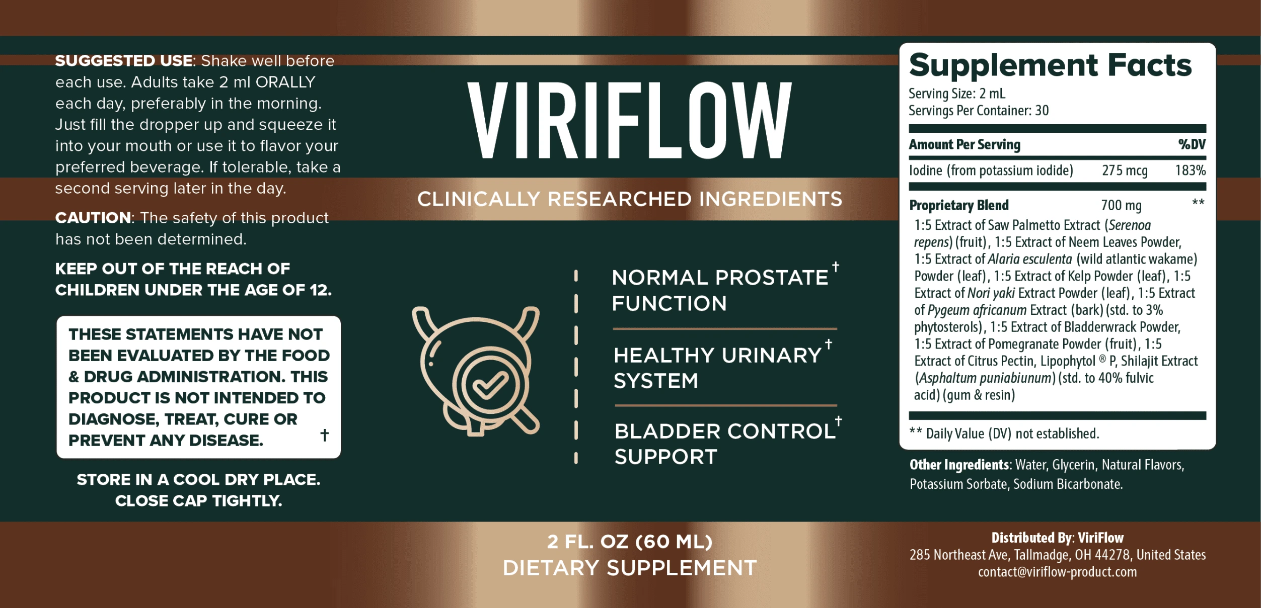 Complete ViriFlow Supplement Facts and directions